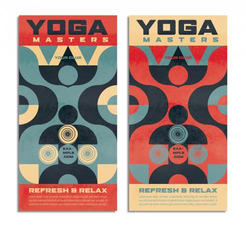 Yoga Event Flyer Layout with Geometric Elements - 290822704