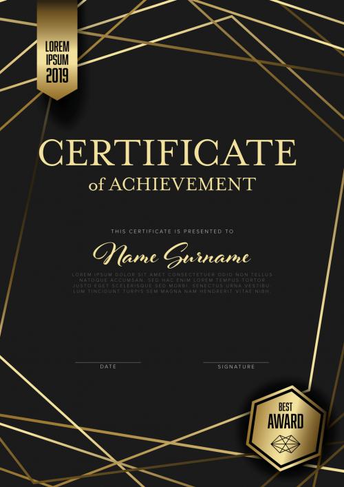 Black and Gold Certificate Layout - 290852542