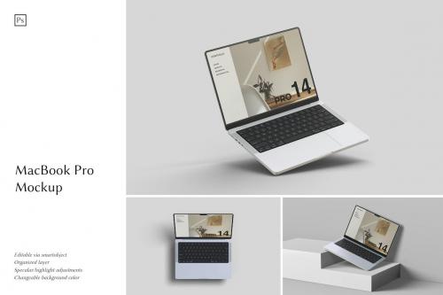 Floating MacBook Pro 14 inch Mockup