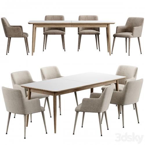 Kemo Konyshev Chair Tate Walnut Extendable Midcentury Dining Table