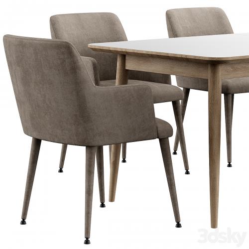 Kemo Konyshev Chair Tate Walnut Extendable Midcentury Dining Table