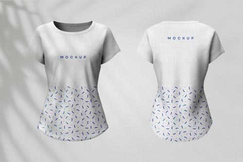 Woman T-Shirt Mockup with Editable Background