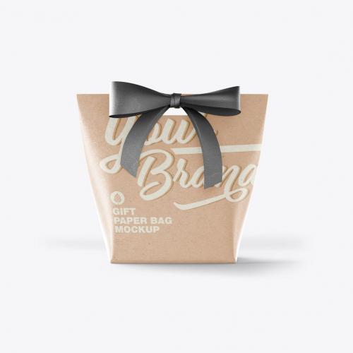 Paper Bag with Bow Mocklup