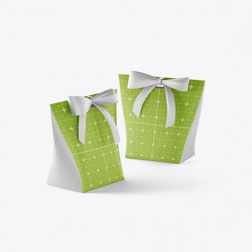 Paper Bag with Bow Mocklup