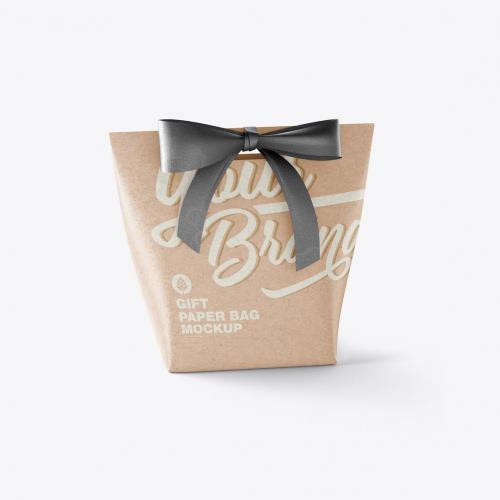 Paper Bag with Bow Mocklup