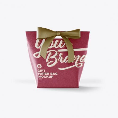 Paper Bag with Bow Mocklup