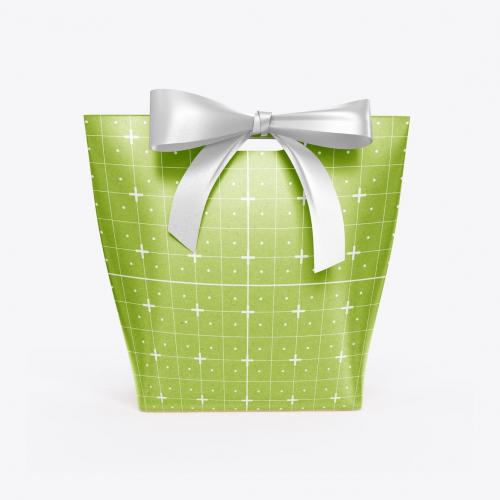 Paper Bag with Bow Mocklup