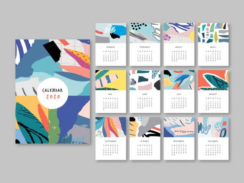 Calendar Layout with Graphic Elements - 291059961