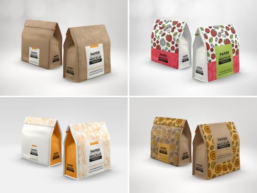 2 Paper Bags with Clip Seals Mockup - 291385477