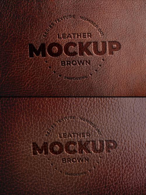 Embossed Brown Leather Mockup - 291500694