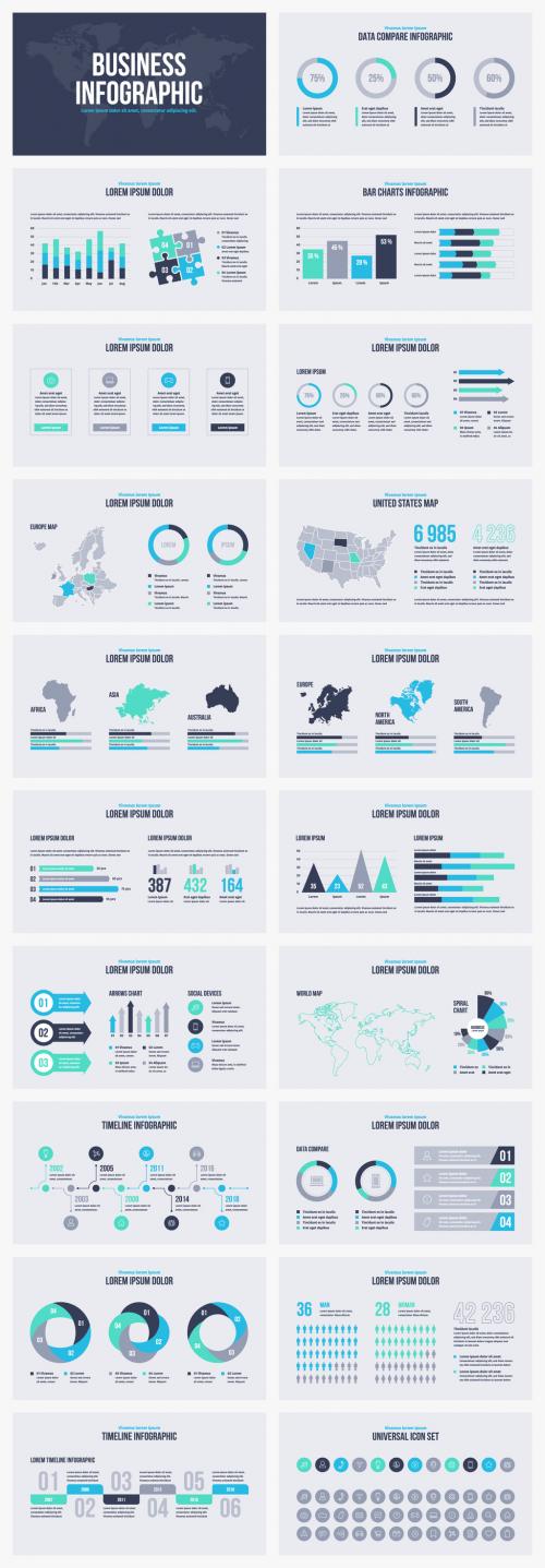 Infographic Layout Set with Blue and Green Elements - 291521475