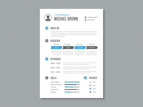 Resume Layout with Blue Elements - 291521519