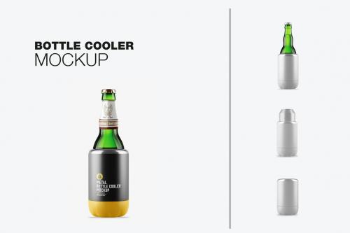 Metallic Bottle Cooler Mockup