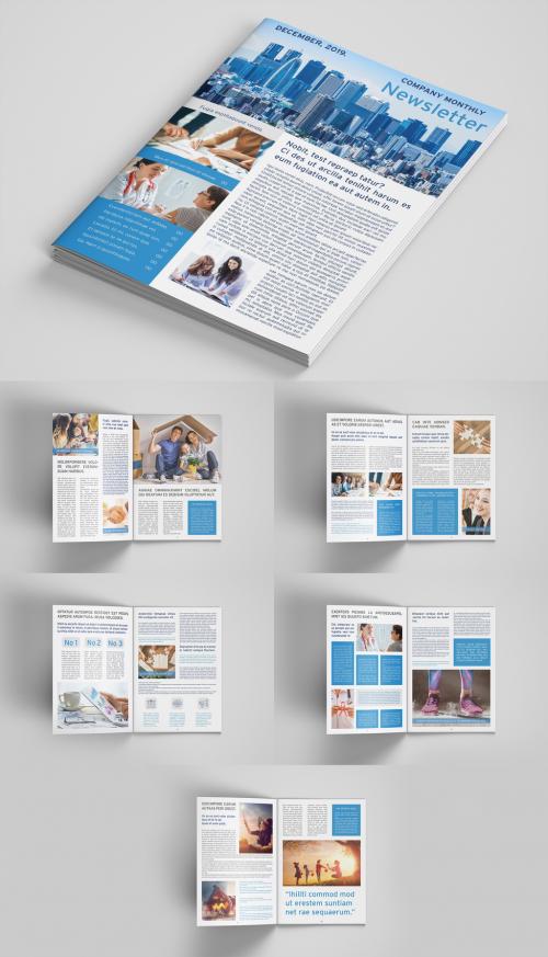 Company Newsletter Layout with Blue Accents - 291535205