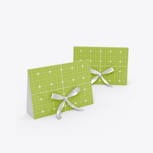 Kraft Paper Folder with Bow mockup