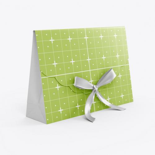 Kraft Paper Folder with Bow mockup