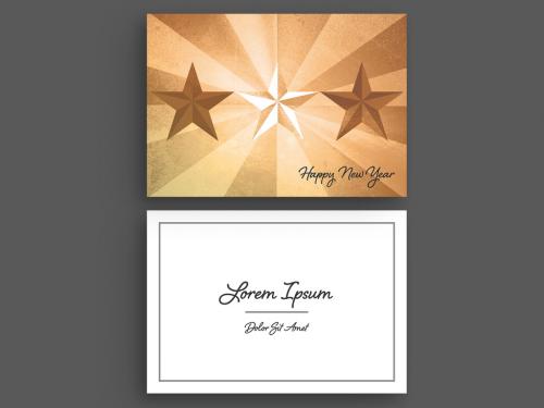 Gold New Year Greeting Card Layout - 291540287