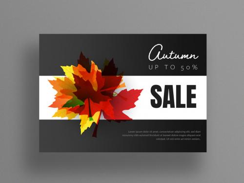 Card Layout with Autumn Leaf Illustrations - 291545254