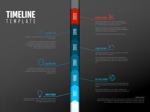 Dark Timeline Infographic with Blue Elements - 291545833