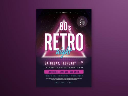 Purple Neon Retro Event Flyer Layout with Triangle
 - 291758286