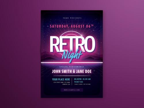 Purple Neon Retro Event Flyer Layout	 - 291758319