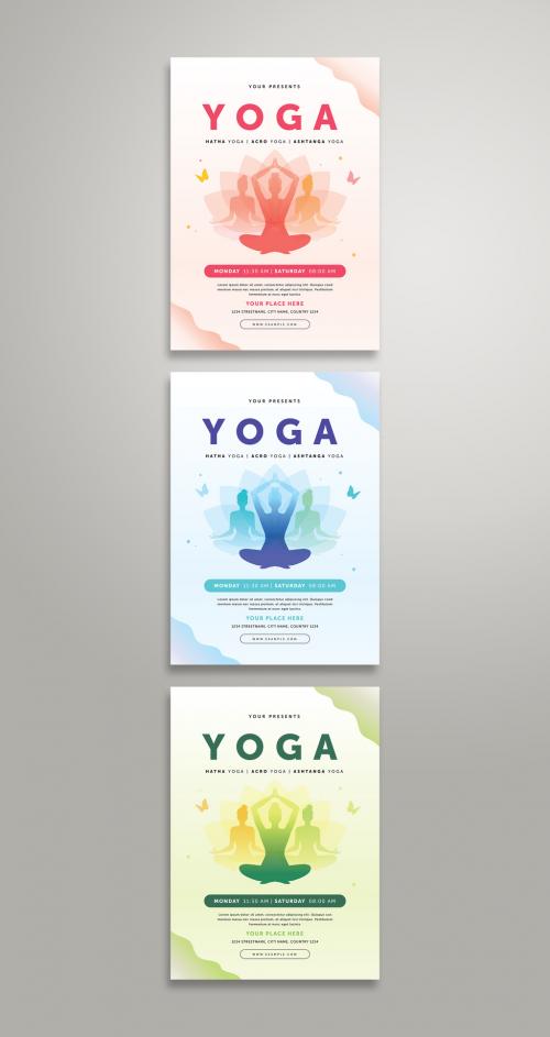 Yoga Flyer Layout with Illustrative Elements - 291758359