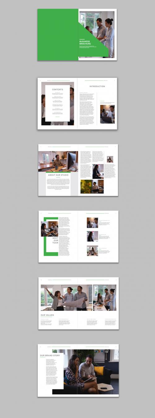 Business Brochure Layout with Green Accents - 291764875