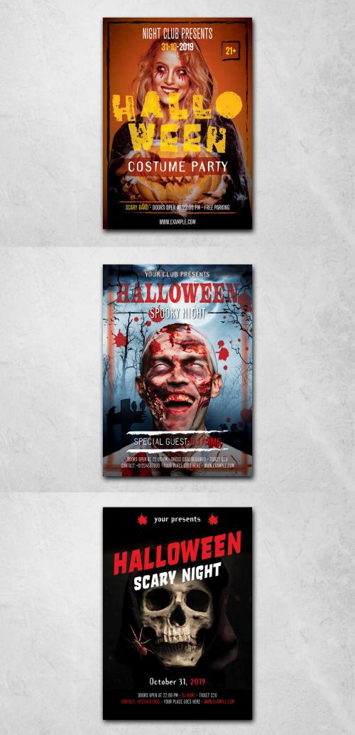 Halloween Flyer Layout with Stylized Text - 291959924