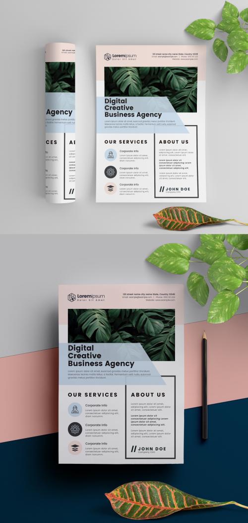 Corporate Flyer Layout with Pastel Elements - 291965080