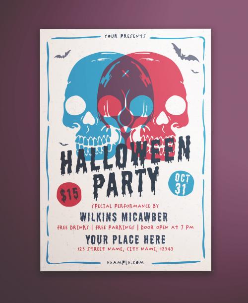 Halloween Party Flyer Layout with Illustrative Skulls - 292030938