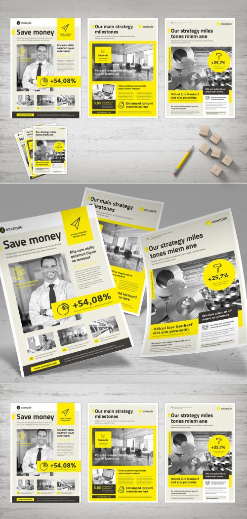 Beige Product Flyer Layout with Yellow Elements - 292184828