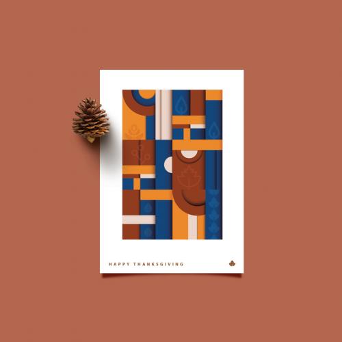 Contemporary Geometric Thanksgiving Greeting Card Layout - 292381872