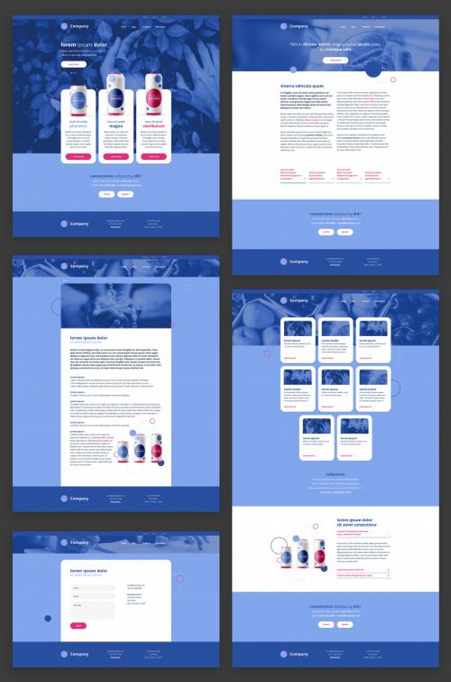 Website Design Layout with Blue and Pink Accents - 292385132