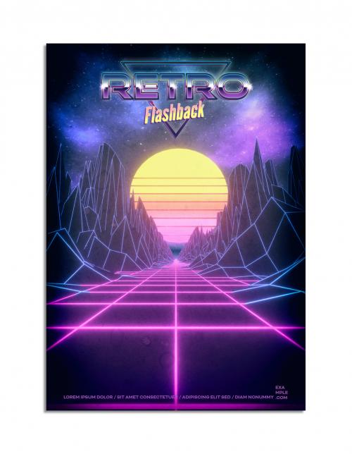 80s Retro Sci Fi Poster Layout - 292401997