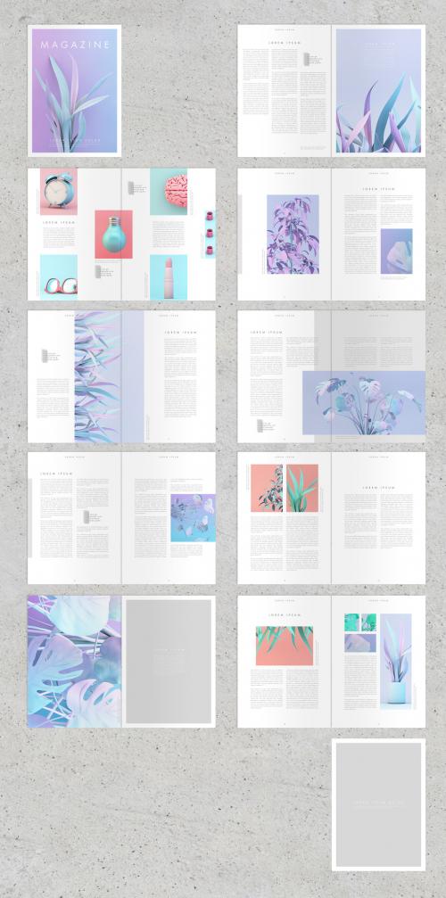 Minimal Magazine Layout with Plant Elements - 292954416