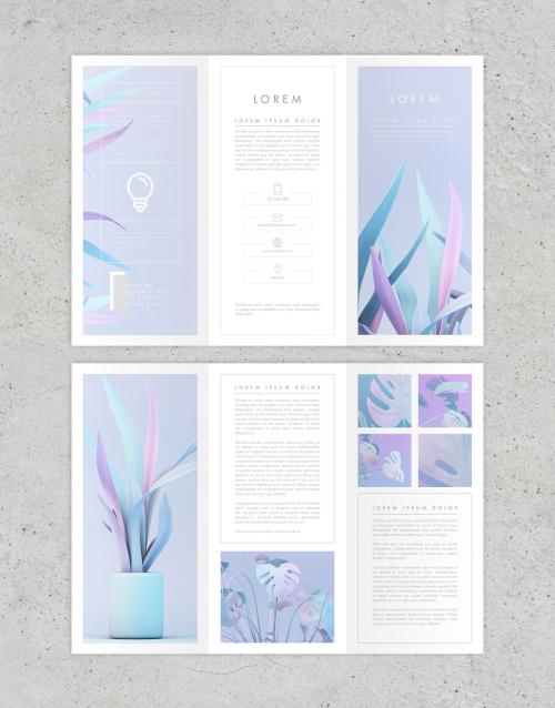 Minimalist Trifold Layout with Green and Pink Elements - 292954549