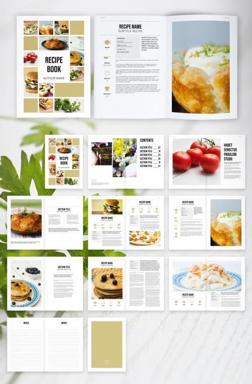 Recipe Book Layout with Tan Accents - 292955867