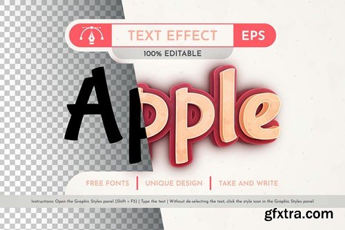 Red Apple - Editable Text Effect, Font Style AR3LHLN