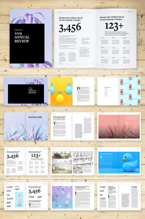 Annual Review Layout with Bold Text Elements - 292994575