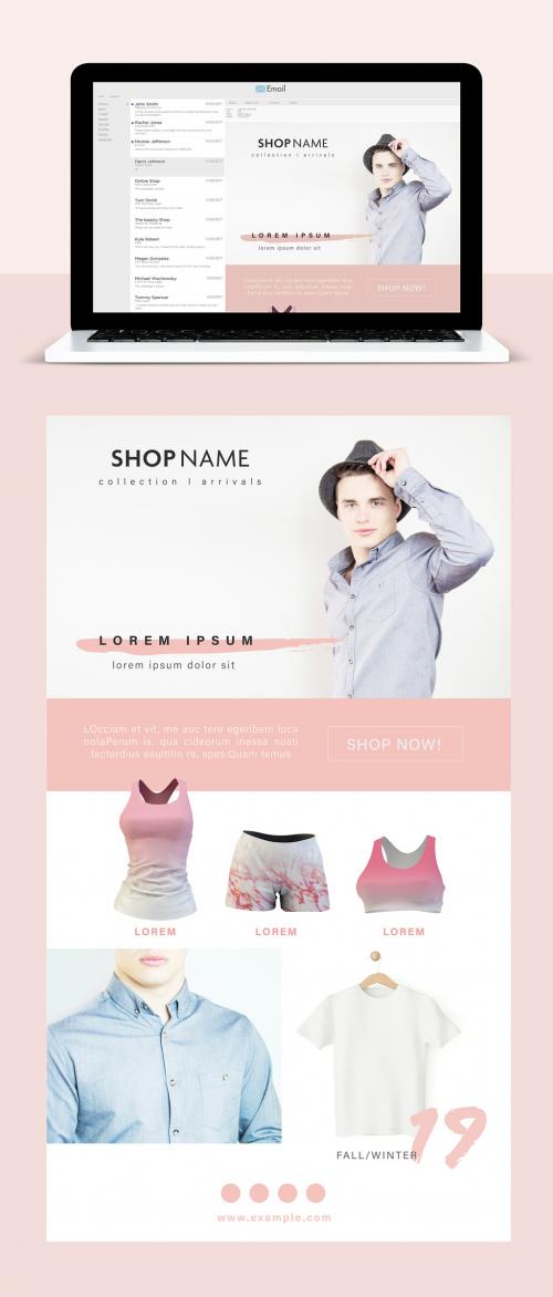 Web Layout with Peach Brushstroke Elements and Accents - 292994620