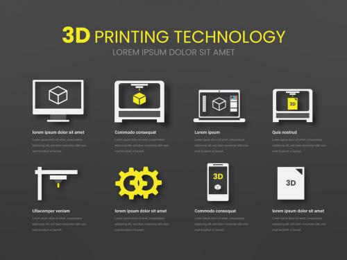 3D Printing Technology Info Chart Layout with Icons - 292995910