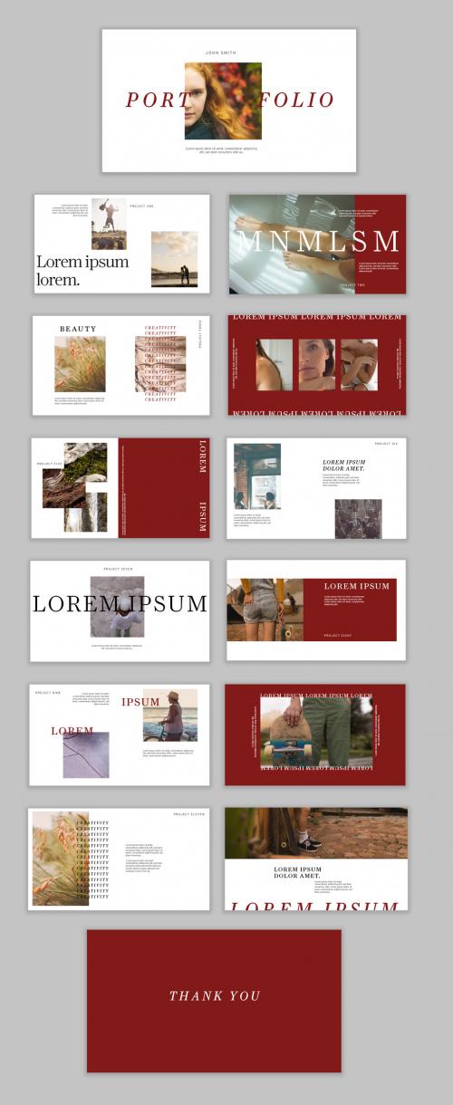 Portfolio Layout with Red Accents - 293152052