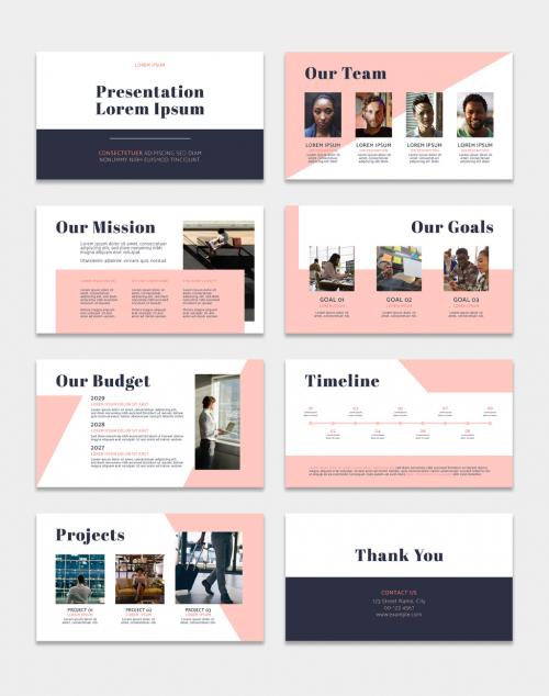 Navy and Pink Presentation Deck Layout - 293154790