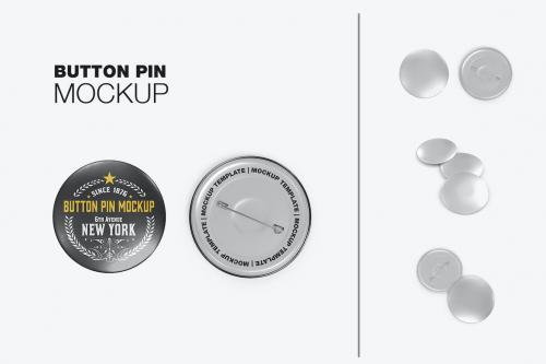 Standard Metallic Button Pins Mockup