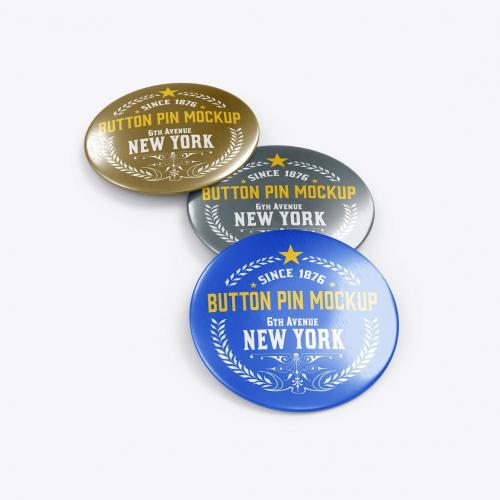 Standard Metallic Button Pins Mockup