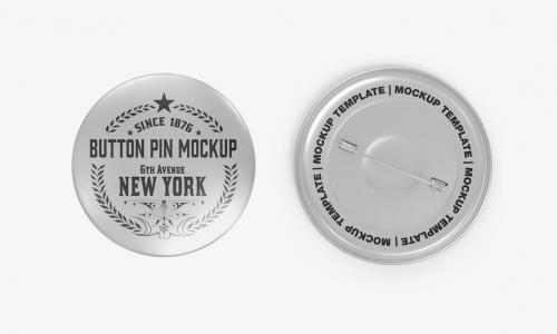 Standard Metallic Button Pins Mockup