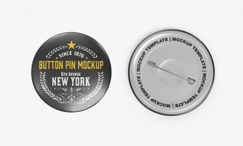 Standard Metallic Button Pins Mockup