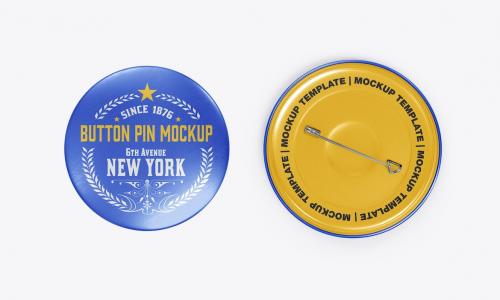 Standard Metallic Button Pins Mockup