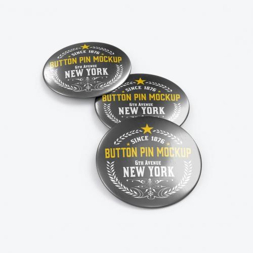 Standard Metallic Button Pins Mockup