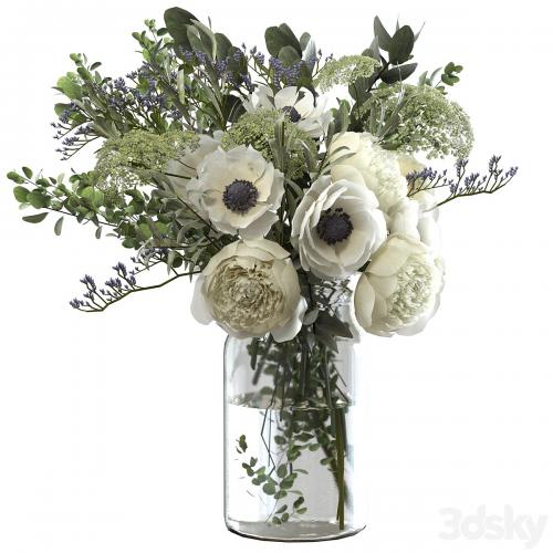 Bouquet with flowers and eucalyptus